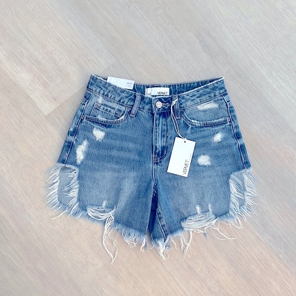 VERVET Rebecca XS High Rise Denim distressed shorts extra small NWT boutique - Picture 1 of 10